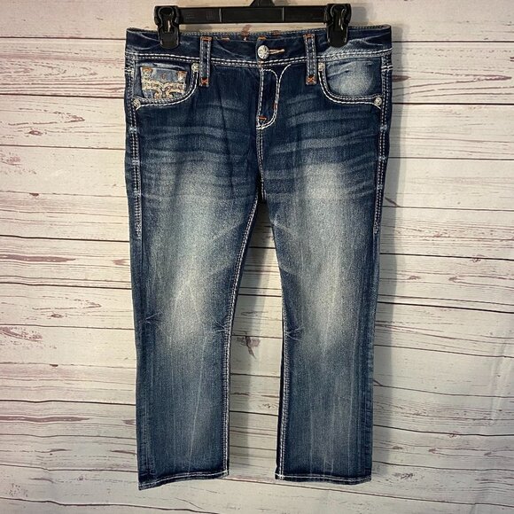 Rock Revival Women's Jeans Delara Curvy Crop Size 27 (28 x 24) Mid Rise - Picture 2 of 11